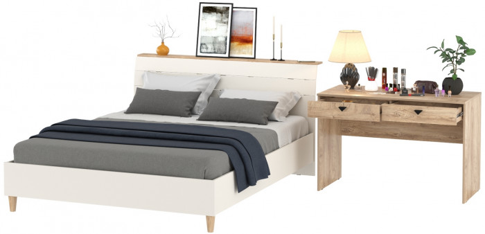 Муссон Кровать 11.41 + ортопед + Бостон 12.69, цвет дуб эндгрейн элегантный, сп. м. 1600х2000 мм., б/м