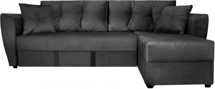 Диван-кровать угловой Амстердам Люкс, 160х200, еврокнижка, велюр, черный