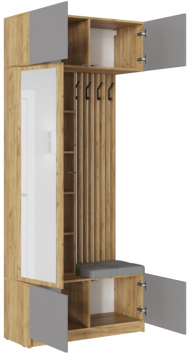 Модульная прихожая Бостон ЛДСП композиция 2 (Серый Шифер, Дуб Крафт Золотой)