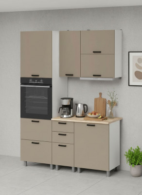 МК Аленушка 1,6м ПД 2 Орешник Матовый Вижен,скоба черный,сонома (без столешницы)