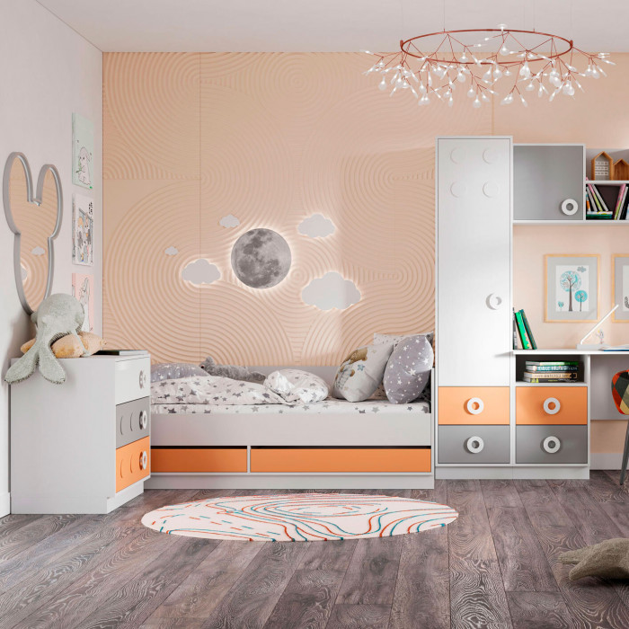 ТУРБО КР 01 Кровать ортопед (2032х645х934) корпус белый/шарлиз терракота