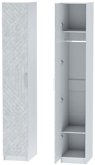 Шкаф-пенал №1 "Иннэс-7" - Белый/Бетон снежный