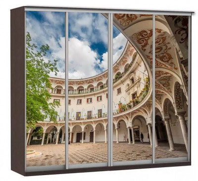 Шкаф купе Модерн 2362х600 4-х дверный 4-х секционный фотопечать №2 венге