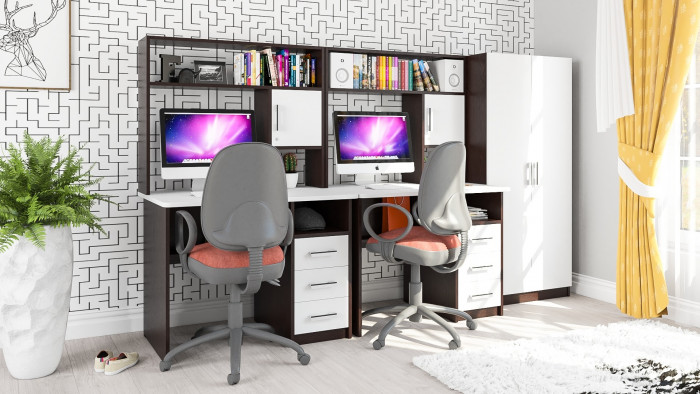 С-МД-СК9 Компоновка № 05, цвет венге/белый шагрень, ШхГхВ 274х70х160 см., НЕ универсальная сборка