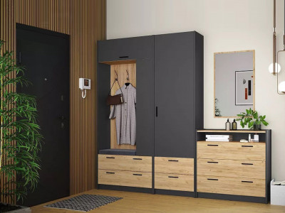 Прихожая Оттавия 1 Антрацит/Дуб золотой