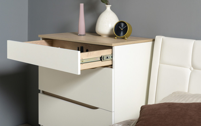 Муссон Кровать 11.41 + ортопед + Комод 13.97 + Зеркало СВК, цвет белый/дуб эндгрейн элегантный, сп. м. 1600х2000 мм., б/м