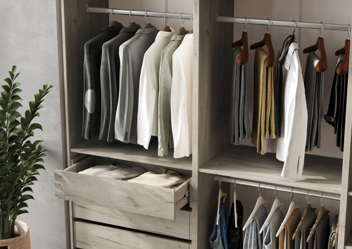 Гардеробная Ларго Вариант №2, Крафт серый/Кашемир