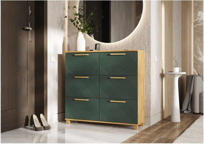 Обувница Ирис, браш мени грин/крафт (Крафт/Браш Мени Грин)