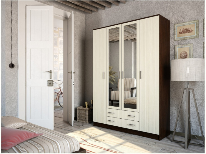 Квадро Шкаф четырёхдверный (Белый)