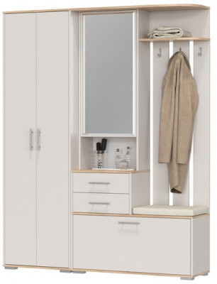 Прихожая 2-3430+2-3431дкз/к.с Домино - Комплект для прихожей, цвет дуб крафт золотой/кашемир серый, ШхГхВ 160х36х202 см., универсальная сборка