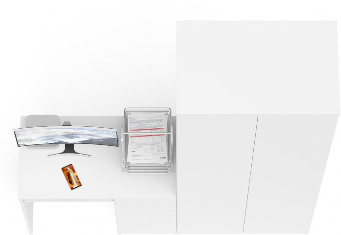 Мори Стол компьютерный МС-1 правый + Шкаф МШ800.1, цвет белый, ШхГхВ 170,4х50,4х209,6 см., выдвижной ящик справа, НЕ универсальная сборка