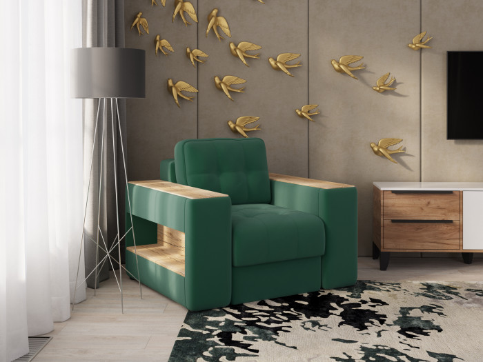 Кресло Доро, Изумруд//Дуб канадский МДФ