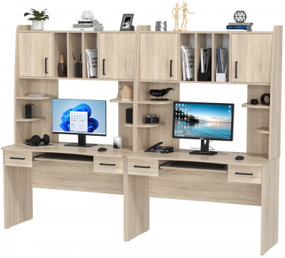 Два стола рабочих 6-0604дубсон Бета, цвет дуб сонома, ШхГхВ 240х60,5х183,5 см.