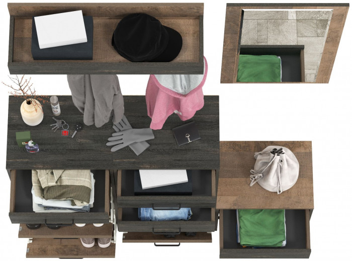 Трувор Прихожая 218, цвет дуб гранж песочный/интра, ШхГхВ 189х36,9х194,2 см., универсальная сборка