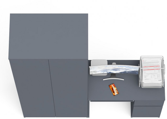 Мори Стол компьютерный МС-1 правый + Шкаф МШ800.1, цвет графит, ШхГхВ 170,4х50,4х209,6 см., выдвижной ящик справа, НЕ универсальная сборка