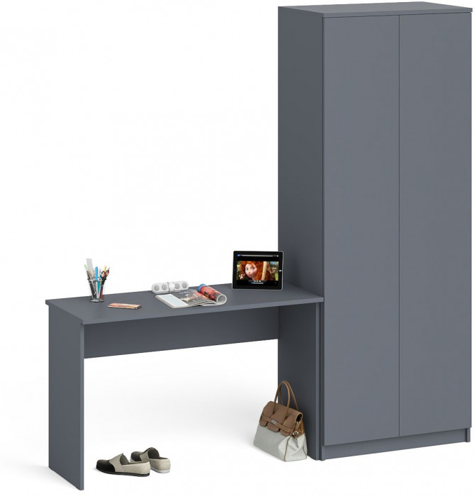 Мори Стол письменный МСП1200.1 + Шкаф МШ800.1, цвет графит, ШхГхВ 200,8х50,4х209,6 см., универсальная сборка