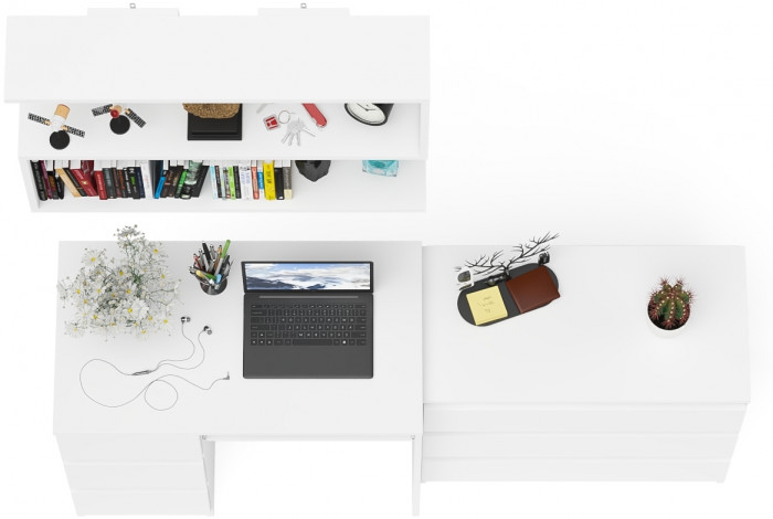 Мори компьютерный стол МС-6 левый + Комод МК800.1 + Полка 900, белый