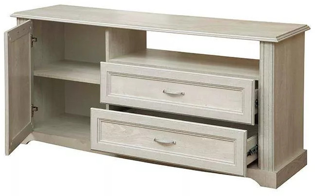 Тумба под ТВ Сохо 32.16 бетон белый/бетон патина