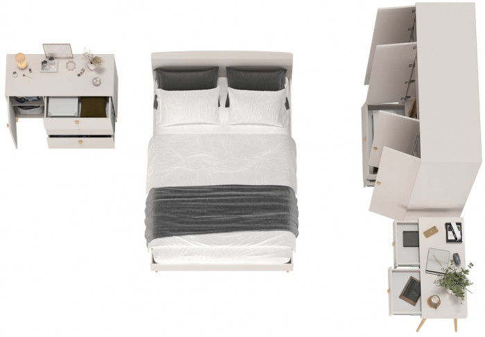 Афина Спальня 13-1400, цвет кашемир серый, сп.м. 1400х2000 мм., б/м, основание есть - фанера