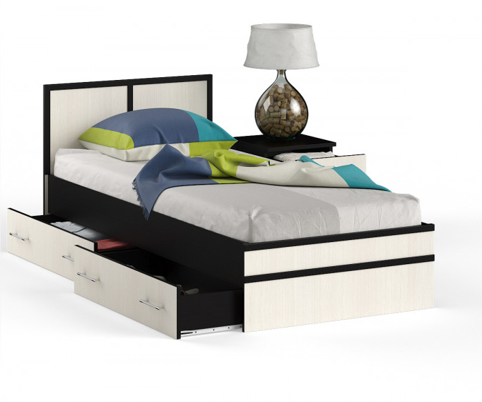 Сакура Кровать с ящиками 0900 + тумба, венге/дуб лоредо