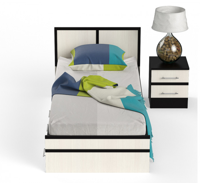 Сакура Кровать с ящиками 0900 + тумба, венге/дуб лоредо