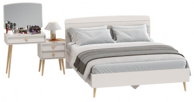 Афина Спальня Кровать 1600 + Трюмо, кашемир серый