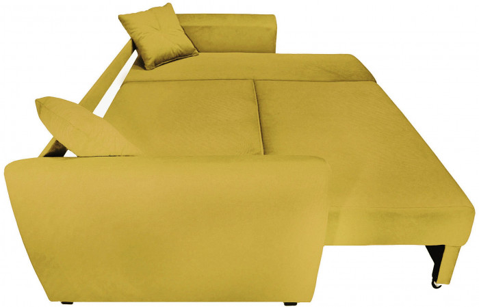 Диван-кровать угловой Амстердам Люкс, 150х200, еврокнижка, независимый пружинный блок, велюр, желтый