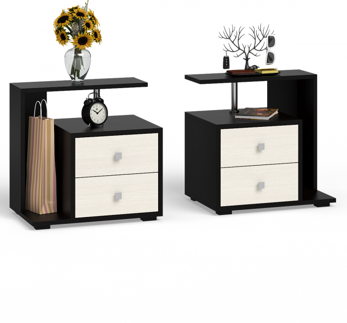 Камелия Кровать 1200 + две тумбы, венге/дуб лоредо