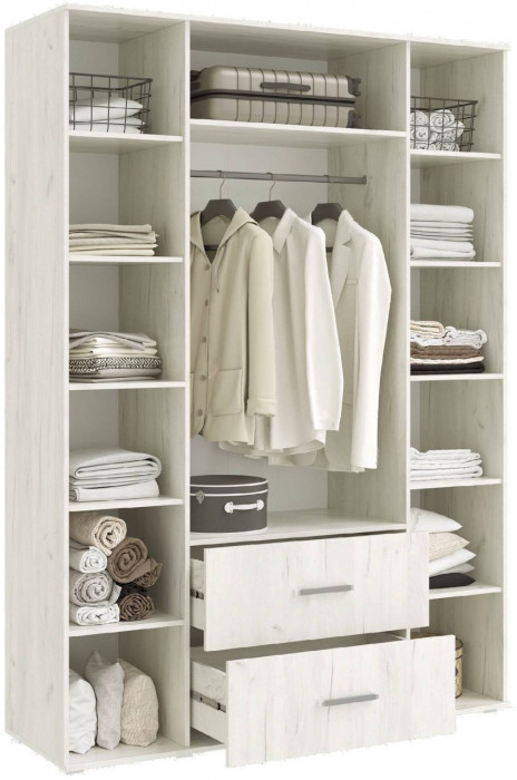 Фиеста NEW Шкаф четырехдверный без зеркала (Крафт белый, Графит)