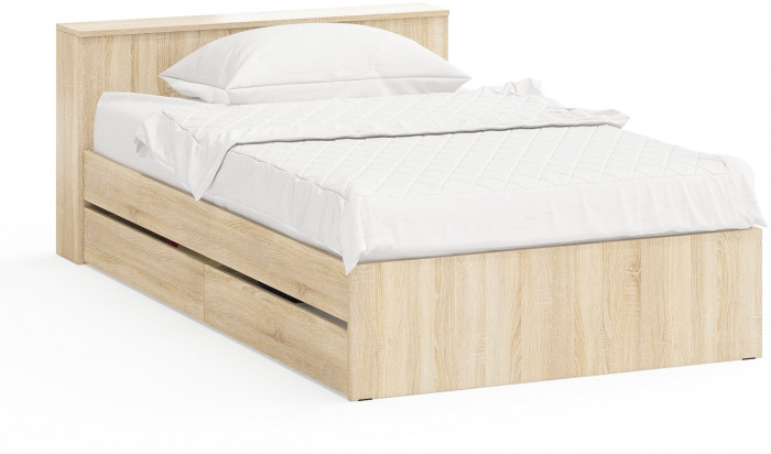 Ксения Кровать с ящиками 1200, дуб сонома