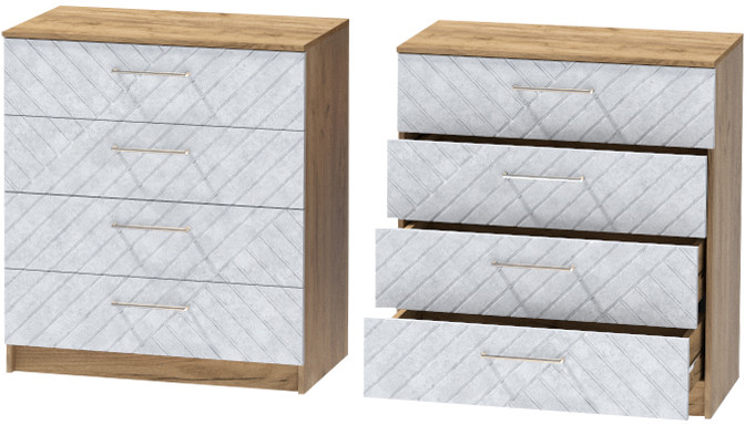 Комод №1 "Иннэс-7", Крафт золотой/Бетон снежный