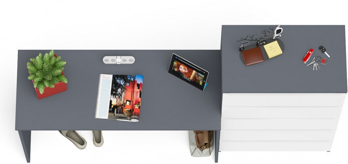 Мори письменный стол МСП1200.1 + Комод МК700.5, графит/белый