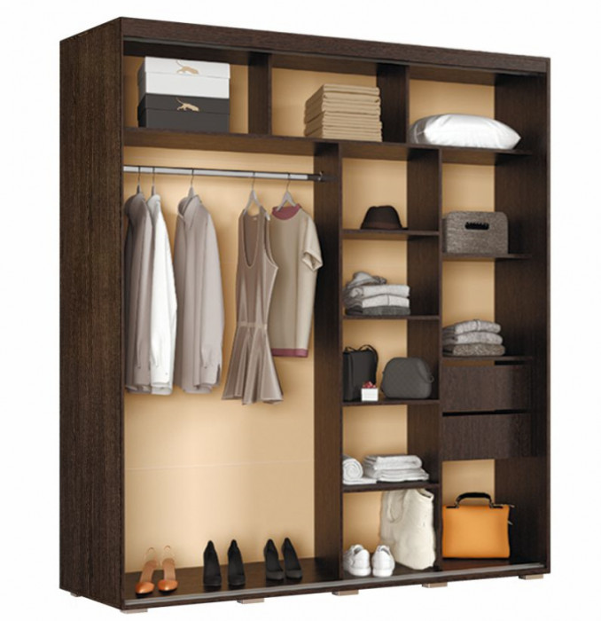 Шкаф-купе с зеркалом Крафт-6, ясень белый