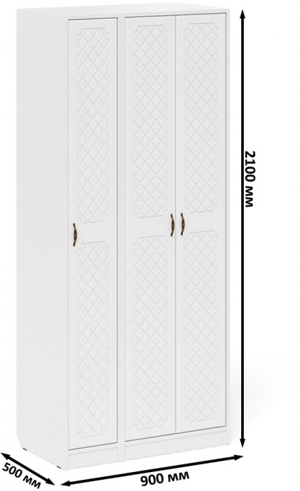 Прихожая П-6-500 Шкаф + Пенал, цвет белая шагрень/фасады МДФ белое дерево фрезеровка ромб, ШхГхВ 90х50х210 см., универсальная сборка