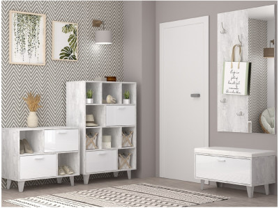 Модульная прихожая ЭГО 2 (Крафт золотой / Камень темный)