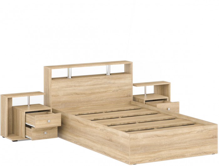Камелия Кровать 1200 + две тумбы, дуб сонома