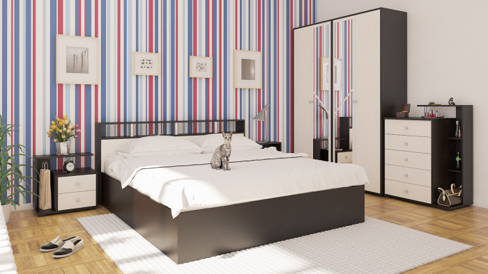 Камелия Тумба прикроватная - комплект из 2 шт.(левая + правая), венге/дуб лоредо