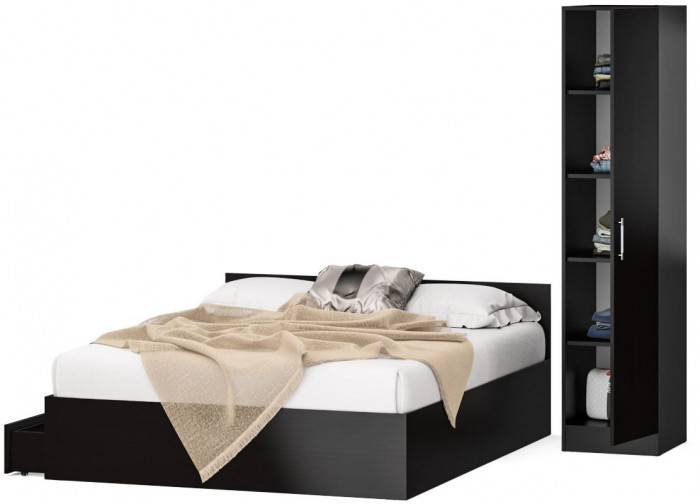 Кровать с ящиками 1600 + Пенал Стандарт, венге