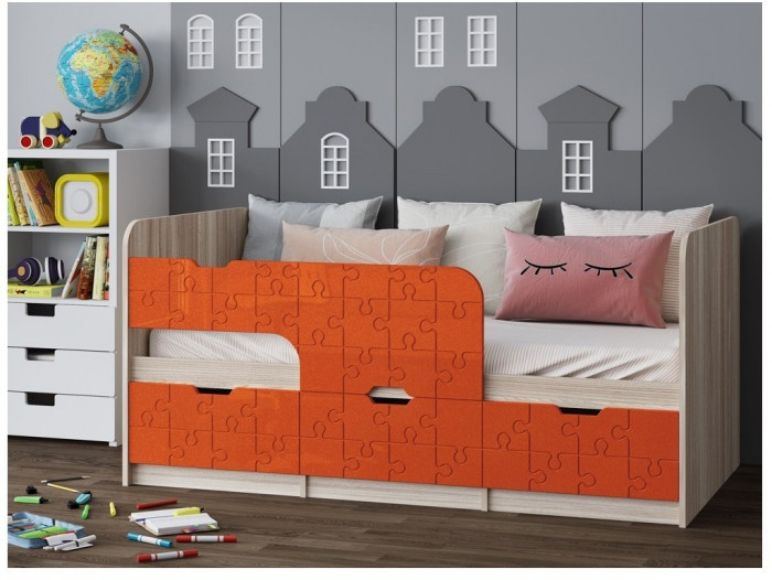 Детская кровать Юниор-9, 80х180 (Ваниль матовая, Ясень шимо светлый)