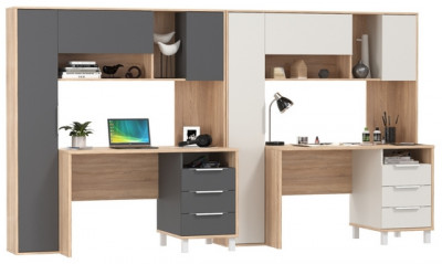 Два стола компьютерных Комфорт 12.95N, дуб сонома/белый/дуб сонома/тёмно-серый