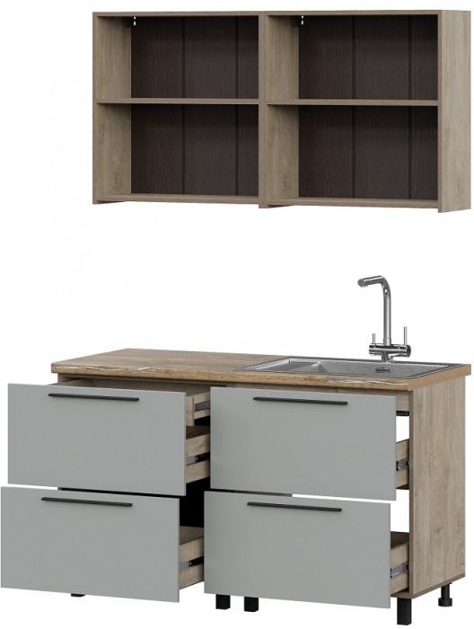Кухня Этна 1.4 м. Комплект 2, софт грей