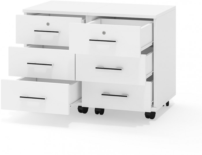 Две тумбы выкатных С-МД-3-02, цвет белый шагрень, ШхГхВ 80х45х59 см.