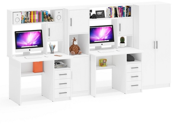 С-МД-СК9 Компоновка № 07, цвет белый шагрень, ШхГхВ 317х70х160 см., НЕ универсальная сборка