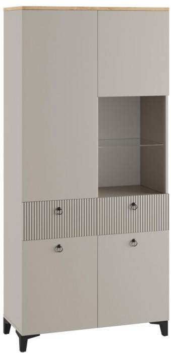 Шкаф со стеклом Ника 800, Бежевый, Кашемир