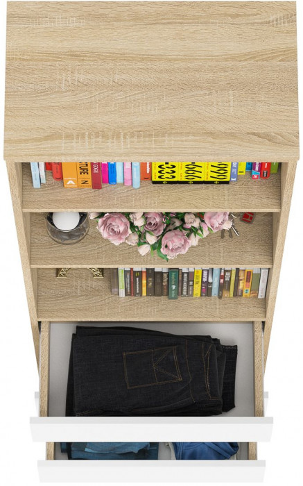 Мори Стеллаж МСТ600.3, дуб сонома/белый