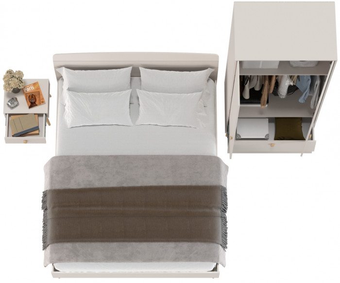 Афина Спальня Кровать 1600 + Шкаф 2-х дверный + Тумба, кашемир серый