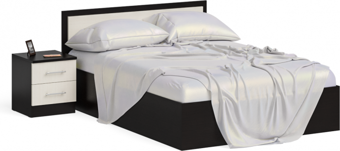 Фиеста Кровать 1400 + тумба, цвет венге/дуб лоредо, ШхГхВ 185х203,5х80 см., сп.м. 1400х2000 мм., б/м, основание есть