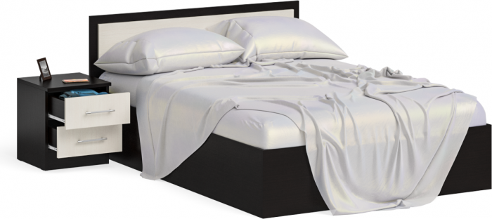 Фиеста Кровать 1400 + тумба, цвет венге/дуб лоредо, ШхГхВ 185х203,5х80 см., сп.м. 1400х2000 мм., б/м, основание есть