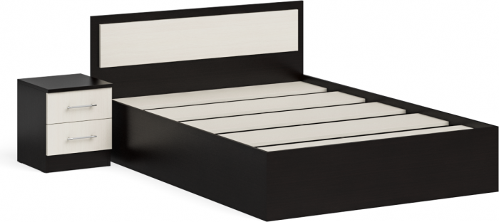 Фиеста Кровать 1400 + тумба, цвет венге/дуб лоредо, ШхГхВ 185х203,5х80 см., сп.м. 1400х2000 мм., б/м, основание есть