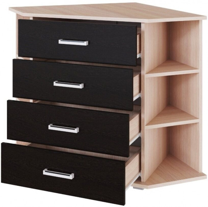 Комод угловой Катрин-7 дуб молочный/венге